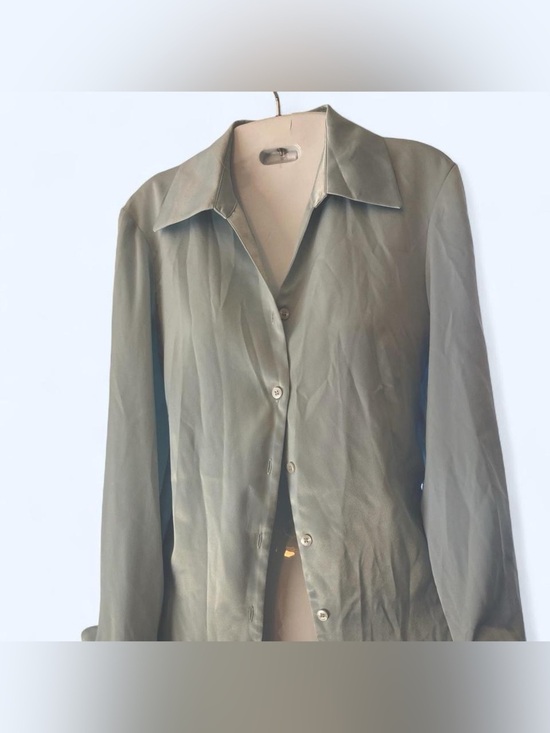 Kasper Tops - Kasper Light blue button up satin textured blouse 6